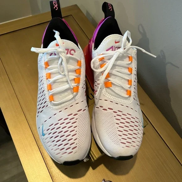 Nike White Sneakers with Pink and Orange Accents - Picture 4 of 5